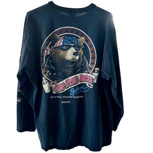 Vintage One-Eyed Jacks Saloon Sturgis 2000 XL Black Henley Long Sleeve Shirt